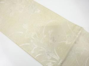 アンティーク　絽紗　草花模様織り出し袋帯（材料）